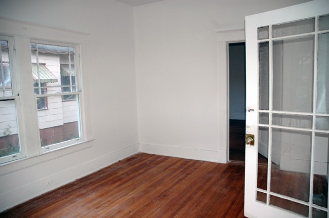 View towards port-a-potti side of house and middle bedroom.