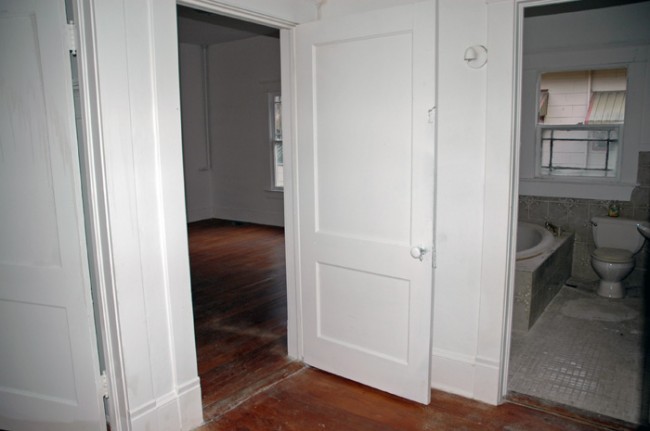 Dining room, middle bedroom and bathroom doors.