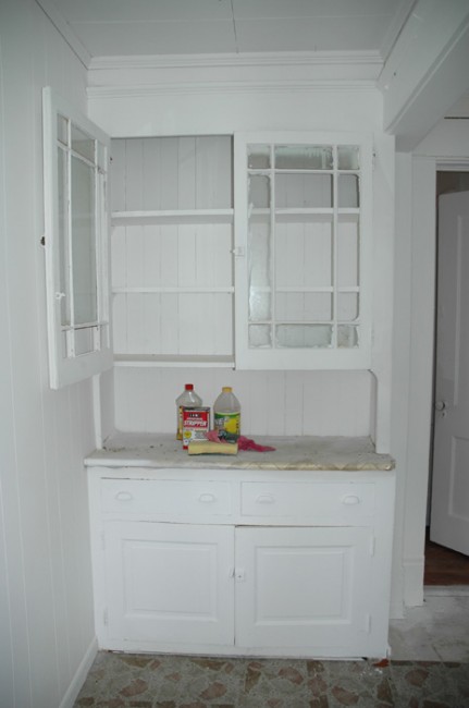 The built-in kitchen cabinet.