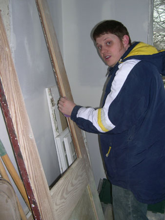 Bathroom door sanding