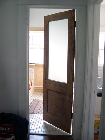 Bathroom opaque glass door