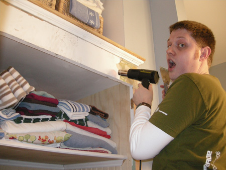 Linen closet paint stripping