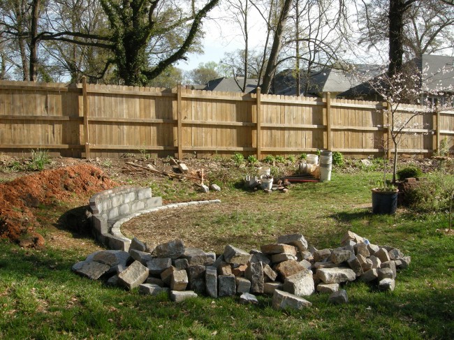 The foundation and a few concrete blocks for the part that will be buried.