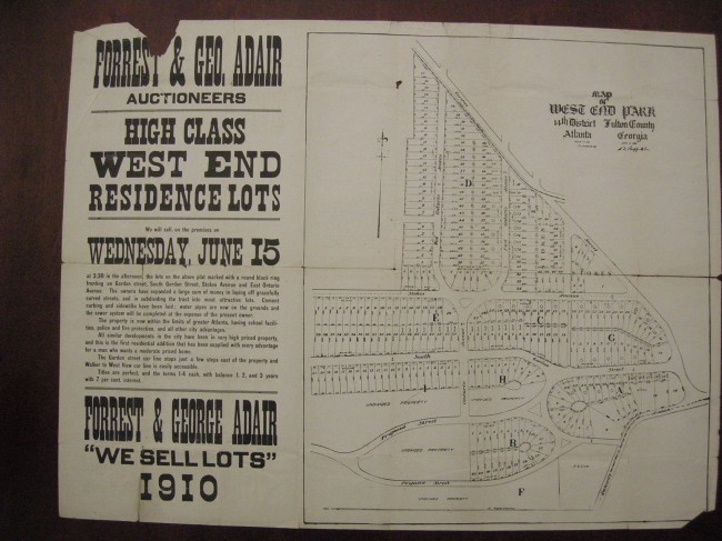 "High Class West End Residence Lots" from 1910