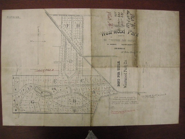 The Westwood Park plat map that shows the original planned streets.